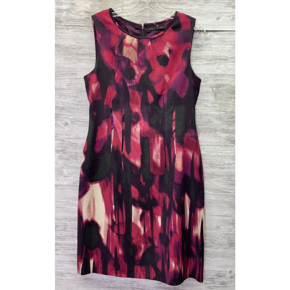 Elie Tahari Womens Pink Purple Floral Sleeveless Linedâ Sheath Dress Size 8